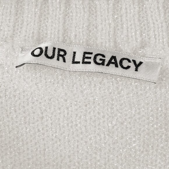 Our Legacy White Transparent Bubble Knit V-Neck Raglan Sweater - Picture 8 of 10